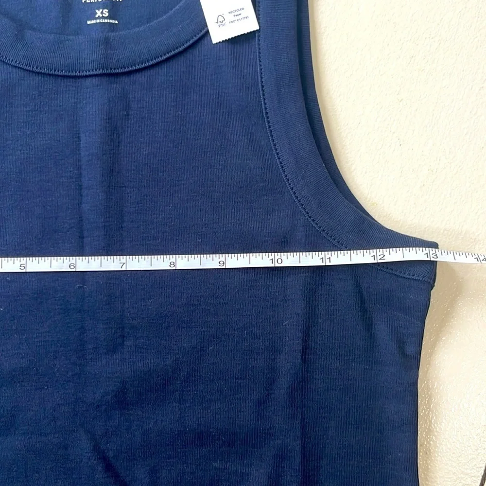 NWT J.Crew Perfect Fit High Neck Tank Top Navy Blue Womens Size XS
